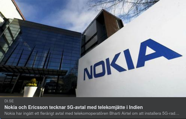 Indiskt 5G-Avtal För Ericsson & Nokia