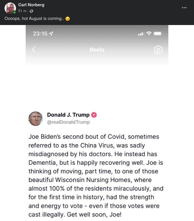 Hälsovälgångsönskande Trump