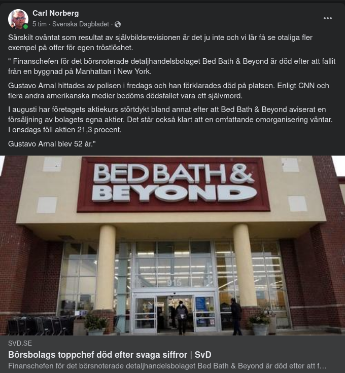 Självmordshoppande Finanschef