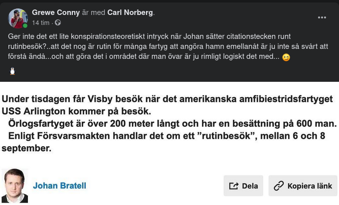 "Rutinbesök" Av USS Arlington