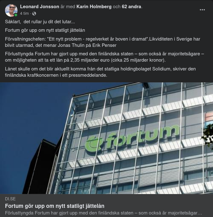 Fortum & Ett Nytt Statligt Jättelån