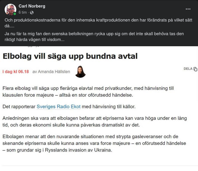 Elbolag Åberopar Force Majeure För Att Bryta Flerårsavtal