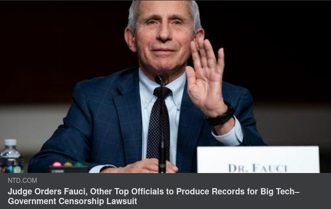 Fauci Med Flera Domstolsbeordrade Att Överlämna Kommunikation Med Big Tech
