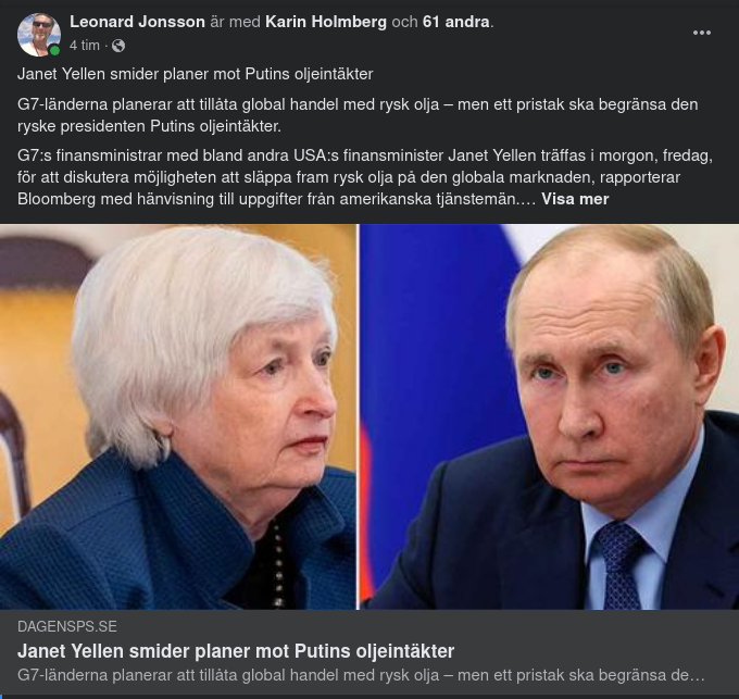 Plansmidande Yellen Mot Putins Oljeintäkter