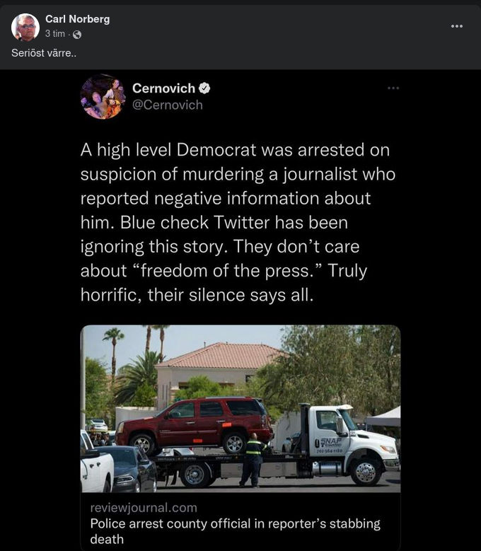 Twittertystnad Om Journalistmordsmisstänkt Demokrats Frihetsberövande