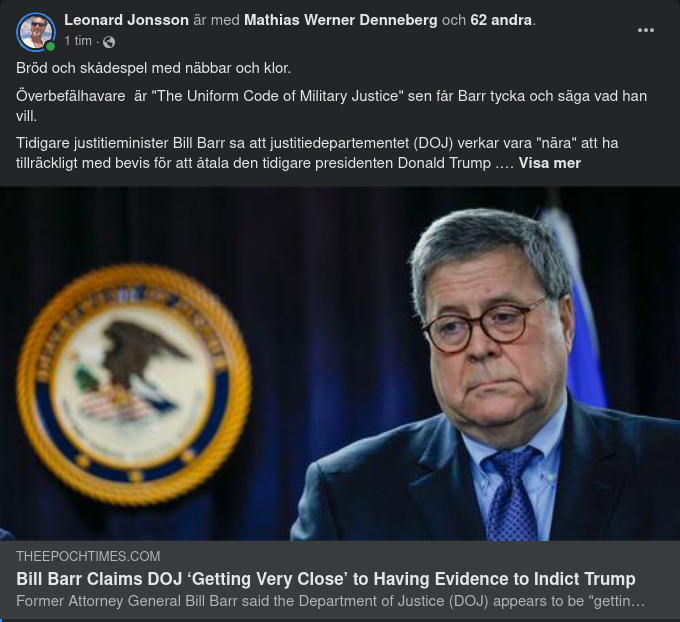DoJ Nära Att Ha Bevis Nog Att Åtala Trump Enligt Barr