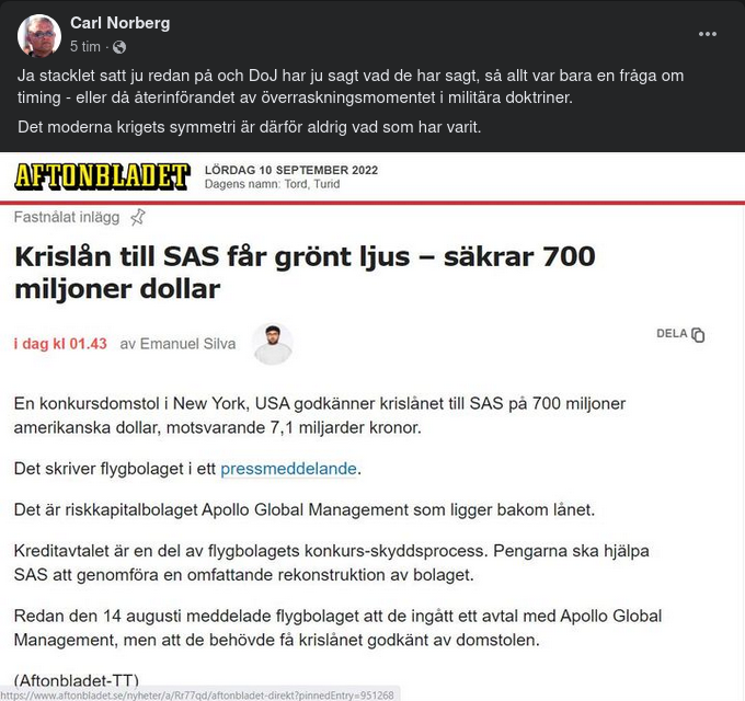 Godkänt Krislån För SAS