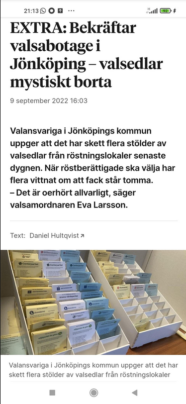 Försvunna Valsedlar I Jönköping