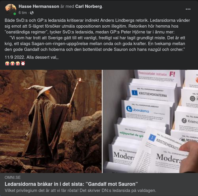 Gandalf Mot Sauron På Ledarsidorna