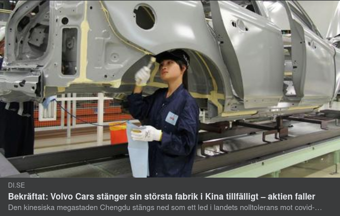 Covidnedstängning Stänger Volvo Cars Största Fabrik I Kina