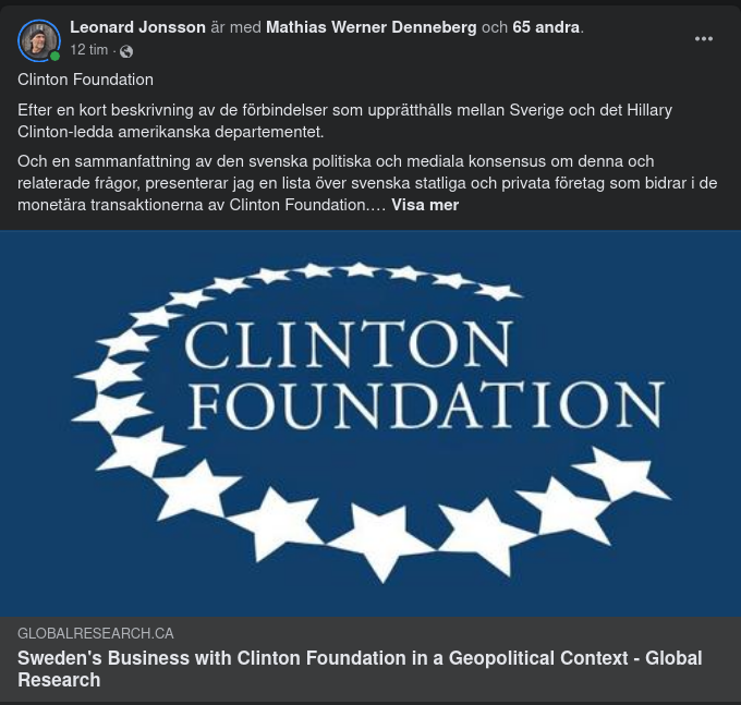 Sveriges Affärer Med Clinton Foundation
