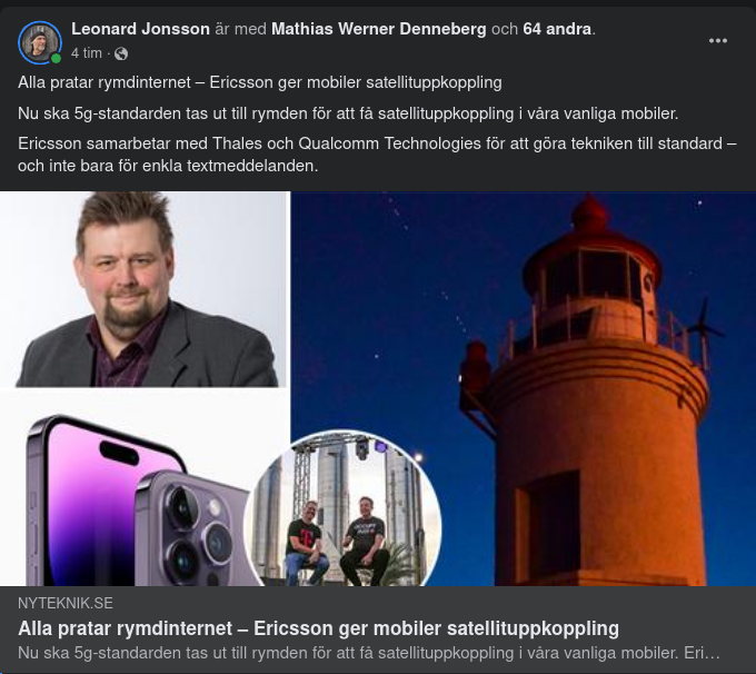 Satellituppkopplade Mobiler Via Ericsson