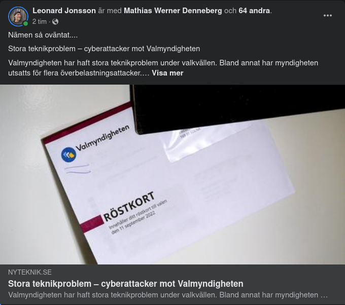 Cyberattackerad Valmyndighet