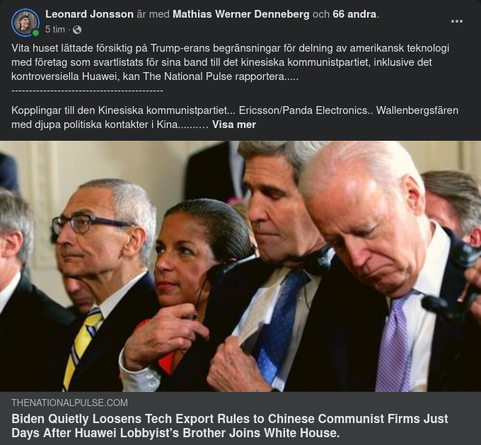 Amerikansk Teknologiexport, Biden, Podesta & Huawei