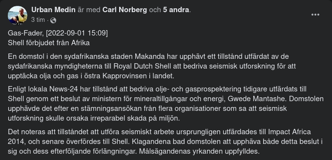 Nej För Shell I Sydafrika