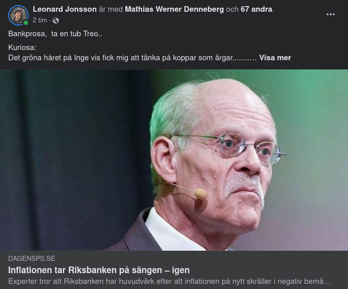 Grönhårig Ingevis Tagen På Sängen Av Inflationen Tror Experter