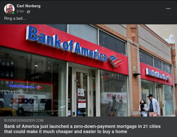 BoA Erbjuder Huslån Utan Kontantinsats