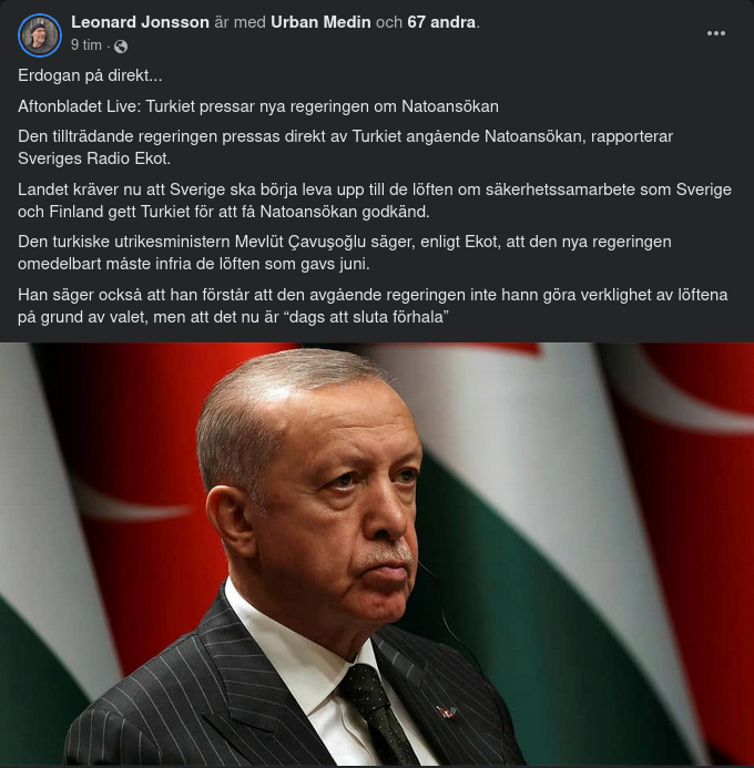 Turkiet På Om Natoansökan Direkt