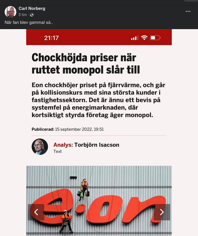 Chockhöjda Priser Från Ruttet Monopol I DI