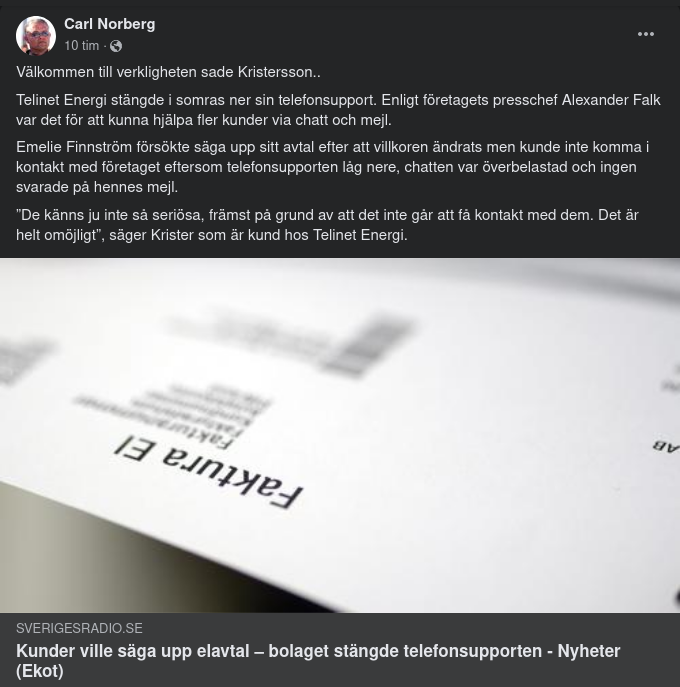Elavtal Med Stängd Telefonsupport