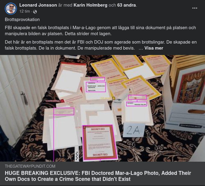 Dokumenttilläggande FBI På Mara-A-Lago