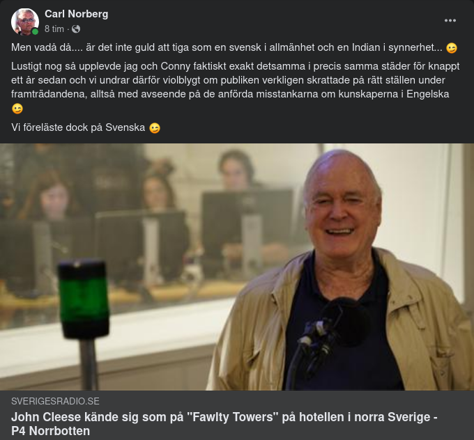Cleese På Hotellen I Norra Sverige