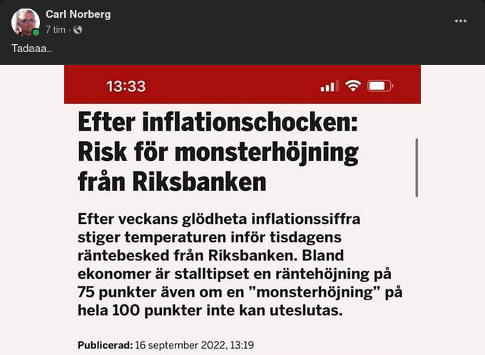 Monsterhöjningsrisk Från Riksbanken