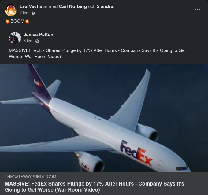 FedEx Rasar På Börsen