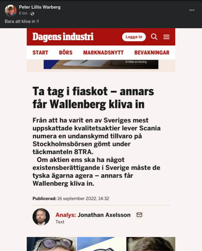 För Wallenberg Att Kliva In I...