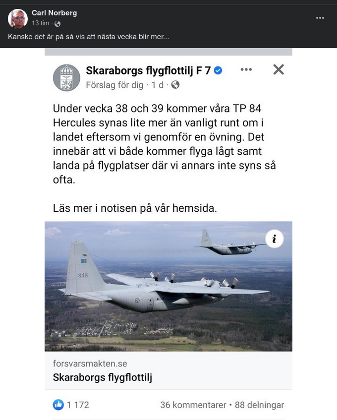 Synligt Övande TP 84 Hercules Vecka 38 & 39