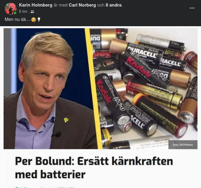 Bolund Vill Ersätta Kärnkraft Med Batterier