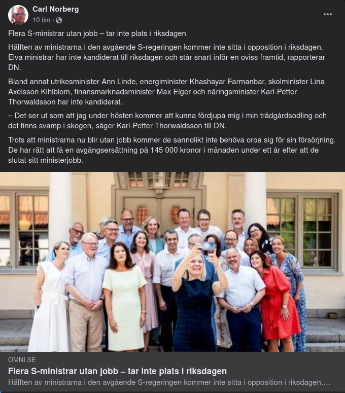 S-Ministrar Utan Jobb