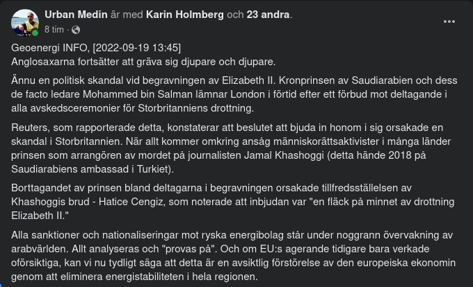 MbS Lämnar Elizabeths Begravning I Förtid