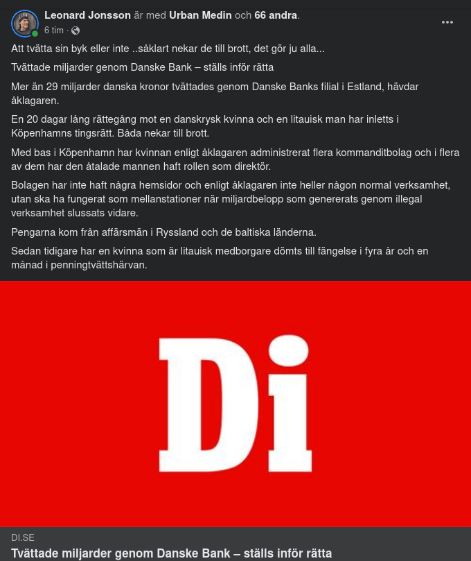 Åtalad För Miljardtvätt Genom DB Filial I Estland