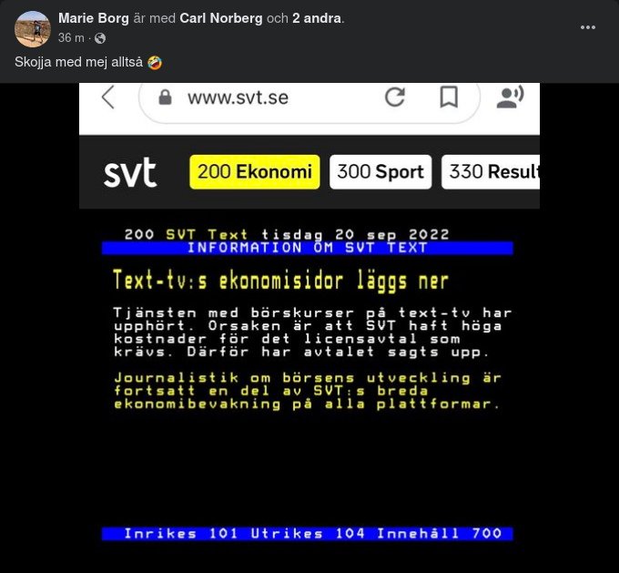 Text-TV Lägger Ner Ekonomisidor