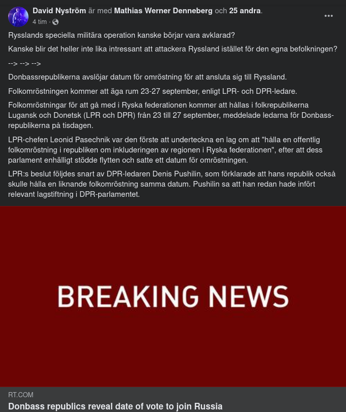 Donbassrepubliken Offentliggör Folkomröstningsdatum