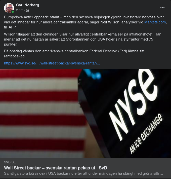Svensk Räntehöjning Får Wall Street Att Backa