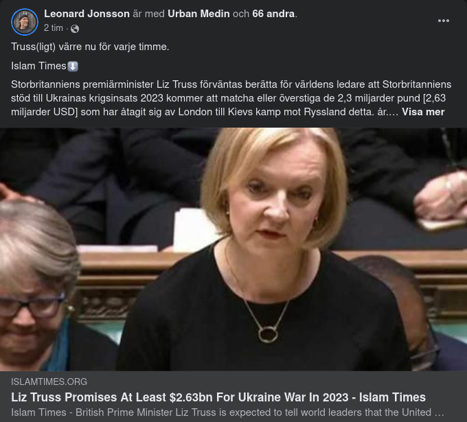 Truss Lovar Miljarder I Ukrainastöd