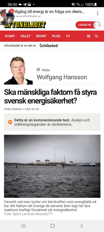 Woffie Om Orimlig Svensk Energisäkerhet