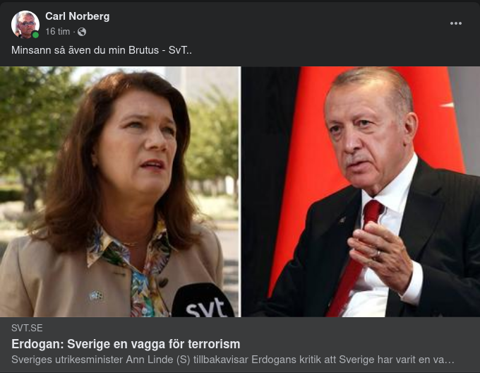 Erdoğan Framhärdar Om Sverige Som Terrorismvagga