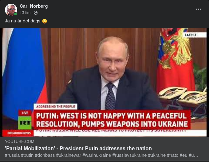 Putin Adresserar Den Partiella Mobiliseringen