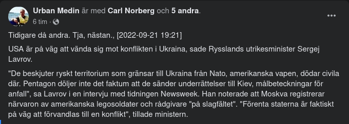 Lavrov Om Amerikansk Militär Inblandning I Ukraina