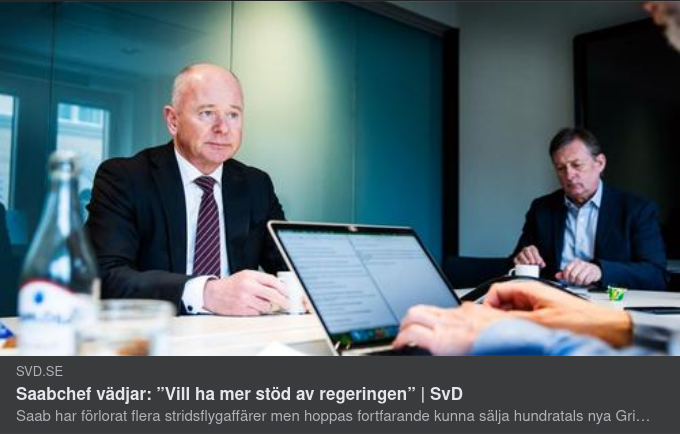 Saabchefen Vädjar Om Regeringshjälp Med Vapenförsäljning