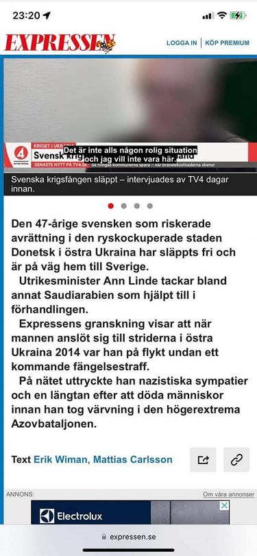 Nazistsvensk På Väg Hem Från Rysk Fångenskap