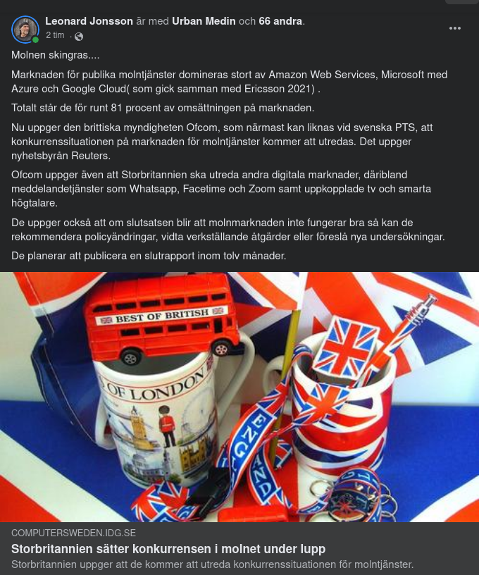Molnkonkurrens Ska Utredas I Storbritannien