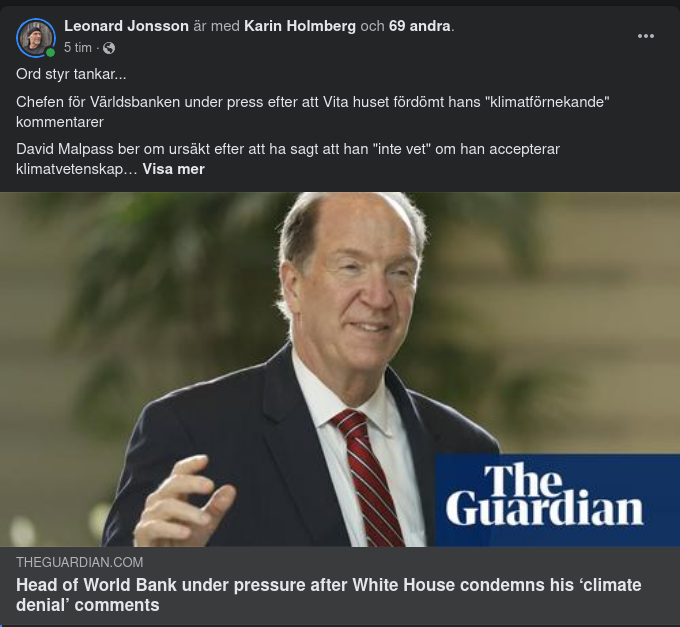 Även Vita Huset Fördömer Världsbankschefens Klimatförnekande Kommentarer