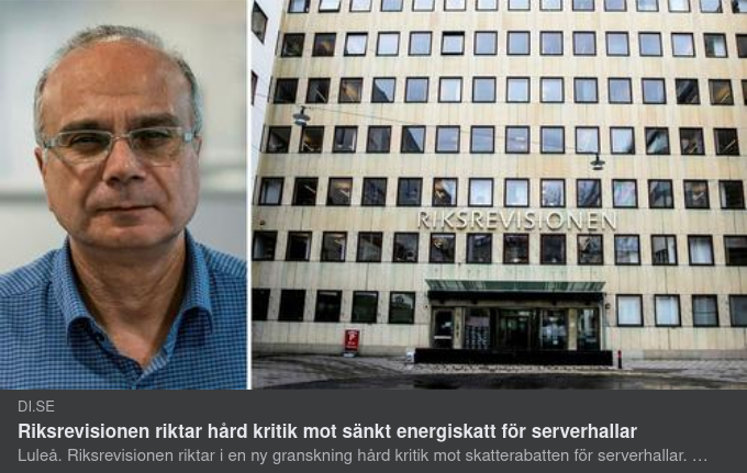 Sänkt Energiskatt För Serverhallar Kritiseras Hårt Av Riksrevisionen
