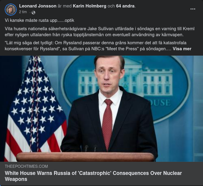 Kärnvapenanvändningskatastrofskonsekvensvarning Från USA Till Ryssland