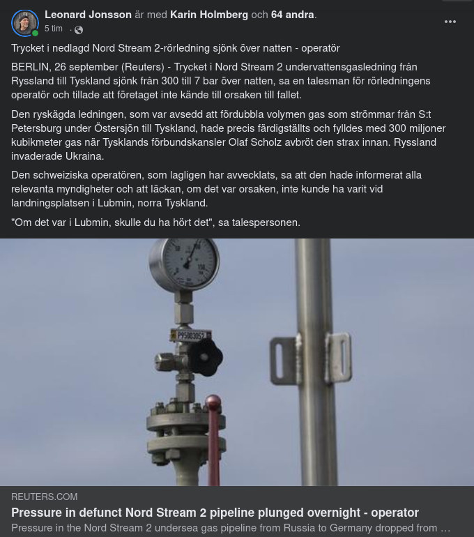 Tappat Tryck På Nord Stream 2