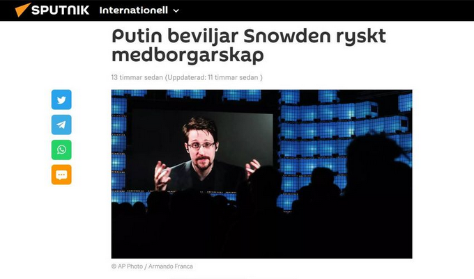 Ryskt Medborgarskap Beviljat Åt Snowden